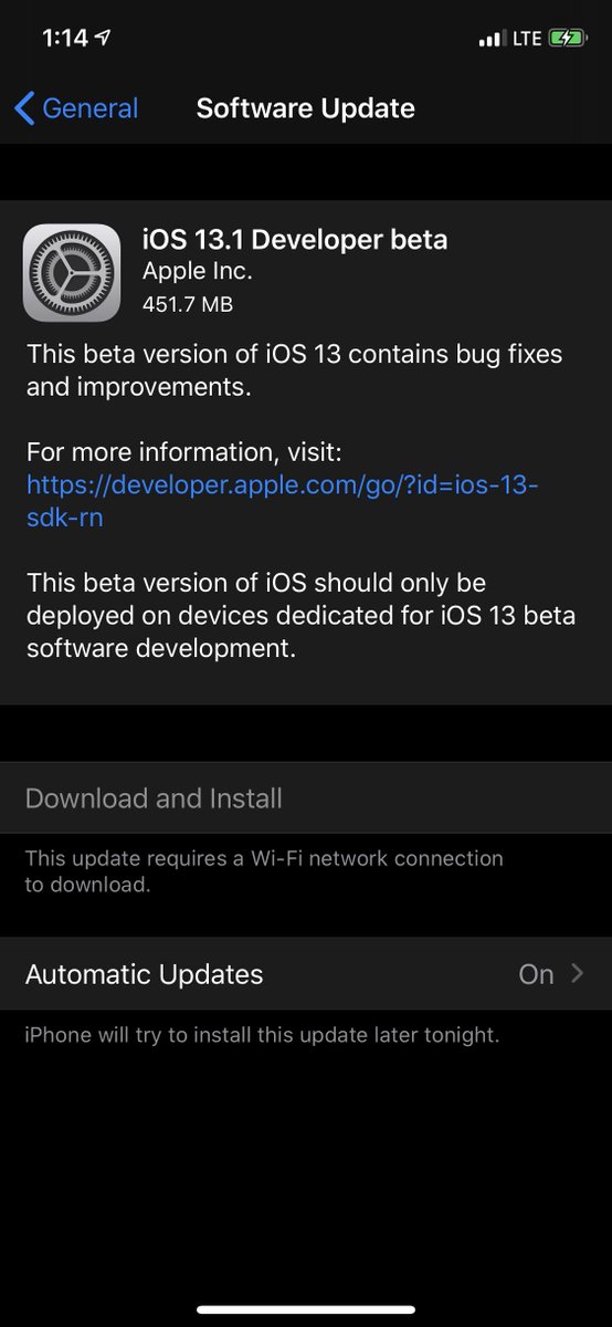 苹果今天意外发布 iOS 13.1 首个开发者测试版