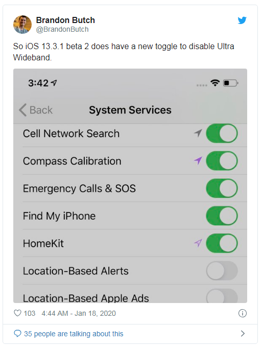 iOS 13.3.1 beta 2将让用户可完全关闭位置服务