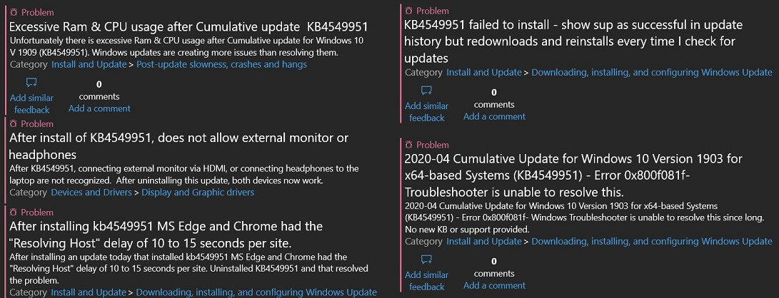 微软 Win10 安全更新 KB4549951 导致严重问题：蓝牙失效/性能差/蓝屏