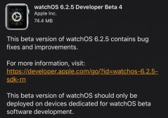 苹果 watchOS 6.2.5 开发者预览版 Beta 4 推送