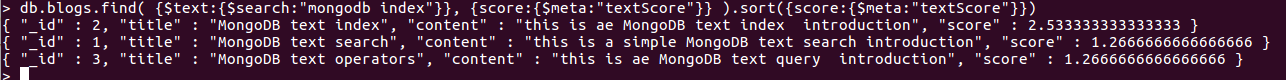 MongoDB学习之Text Search文本搜索功能