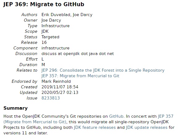 OpenJDK 从 Mercurial 迁移到 GitHub