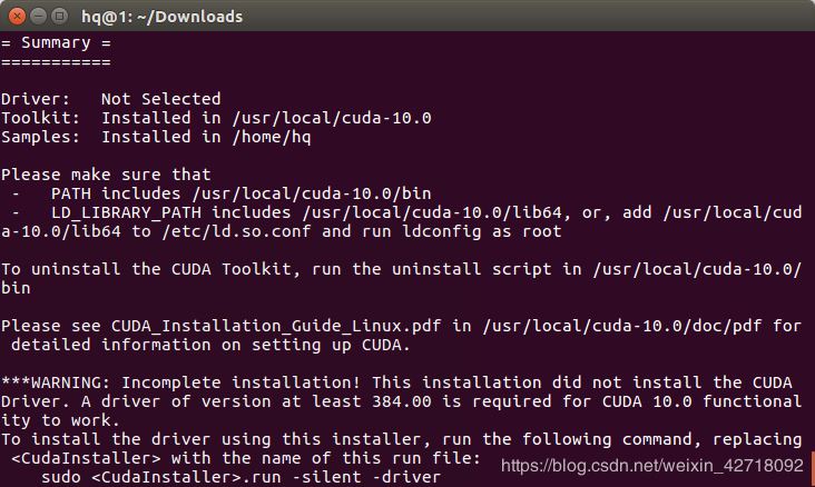 Ubuntu下安装CUDA10.0以及问题