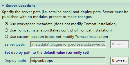 Eclipse配置tomcat发布路径的问题wtpwebapps解决办法