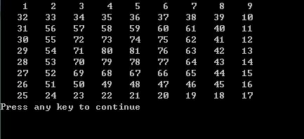C++实现:螺旋矩阵的实例代码