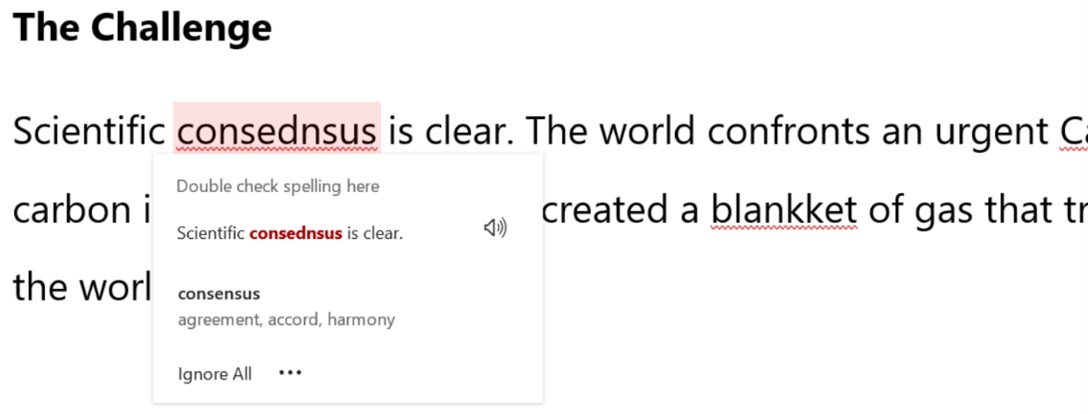 Office Word 桌面版开始测试 Microsoft 编辑器：检查你的拼写和语法