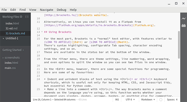 Web 开发人员喜欢 Brackets 文本编辑器的原因