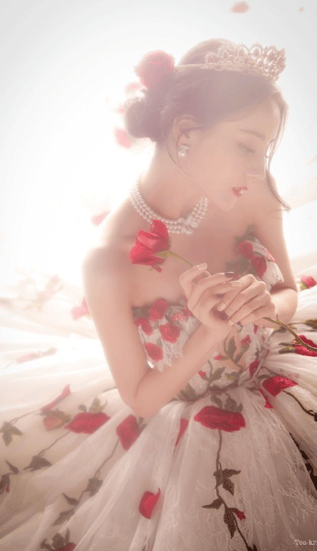 迪丽热巴婚纱造型玫瑰公主壁纸 不去想遥远的事只知道今晚月色温柔