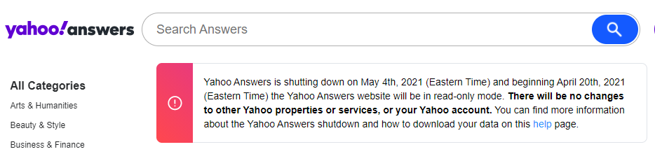 5月4日雅虎问答永久关闭 原因令人心酸