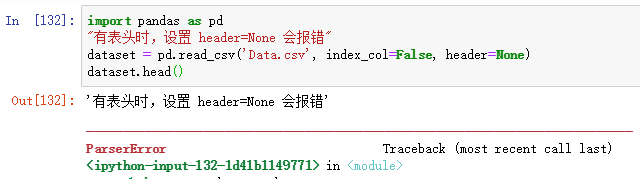pandas读取csv格式数据时header参数设置方法