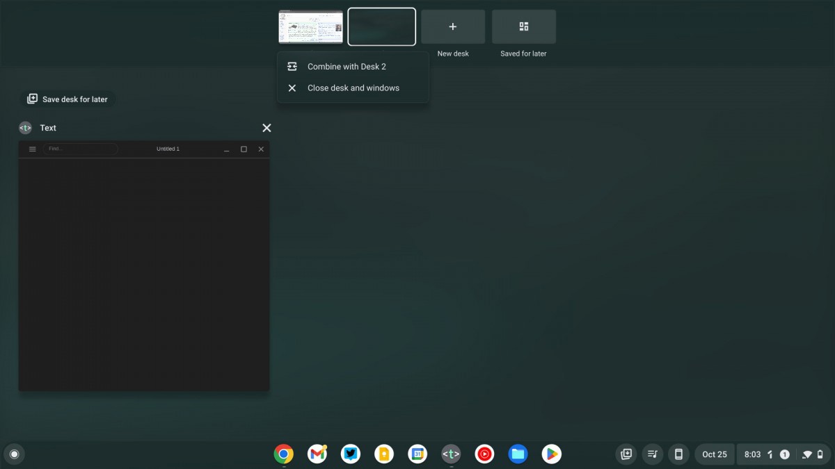 谷歌 ChromeOS 107 发布：新增保存虚拟桌面，改进文件应用