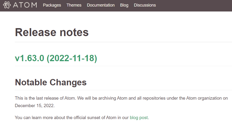 微软 GitHub 文本编辑器 Atom 发布最后一个版本更新，将于下月停用