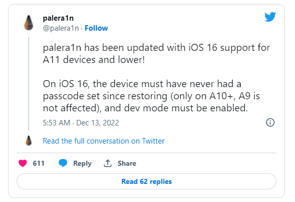 黑客发布兼容苹果 iOS 15 和 iOS 16 的越狱工具