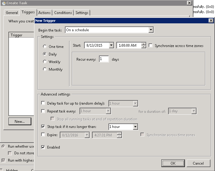 Windows 2008任务计划执行bat脚本失败返回0x1的解决方法